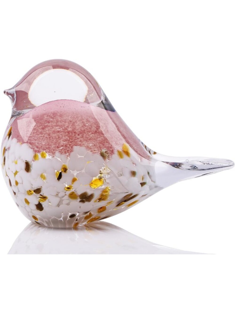 Hand Blown Glass Bird Statue - Collectible Animal Art Paperweight for Home Decor